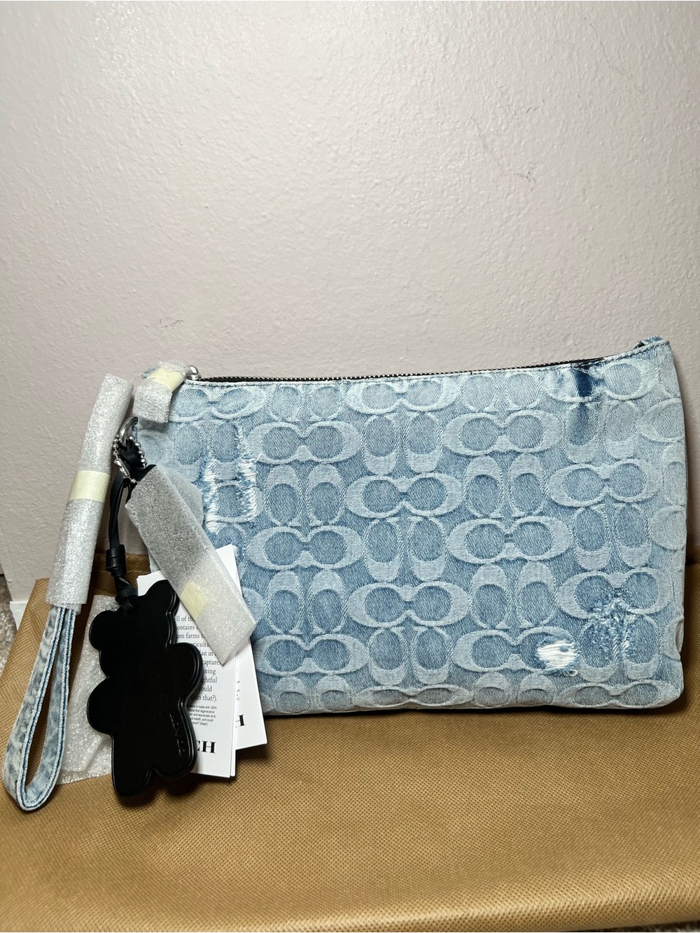Coach Loved Denim Large Pouch with Charms